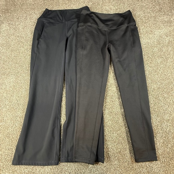 Spyder Pants - 2 Pair Spyder Active Womens Black Leggings Pants Large Flare Bootcut and Skinny